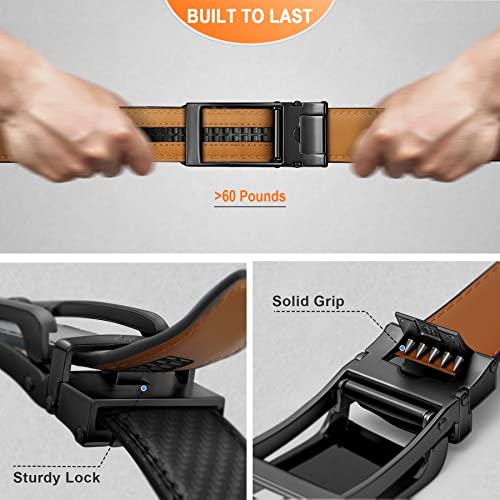 Image of BULLIANT Ratchet Trimmable Leather Belt for Men Adjustable 1 3 /8-Gift Boxed | Smooth Sliding | Micro Adjustable Fit | Tailored Size | Holeless Understated Elegance
