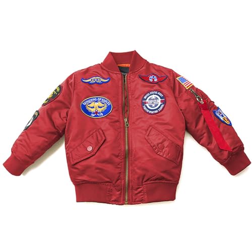 Image of CORIRESHA Kids Bomber Jacket Full Zip Badge Thermal Jacket with Pockets