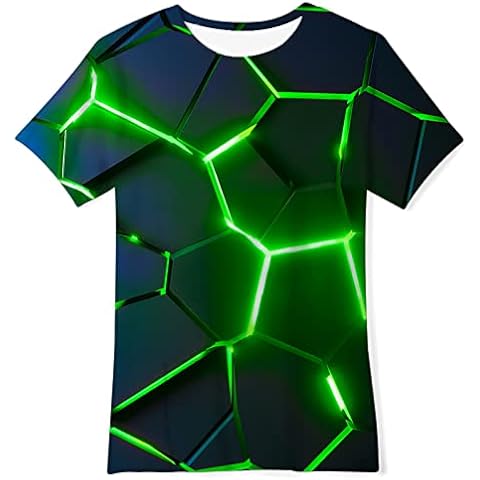 Goodstoworld Boys Girls T Shirts 3D T-Shirts Cute Lava Printed Neon Tops Kids Tshirt Cool Tee Optical Illusion School Teen Junior Gifts Party, 10-12 Years Cover