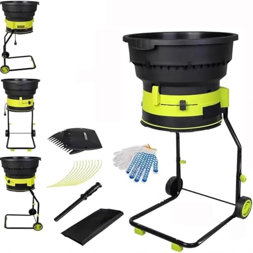 trituradora de hojas de jardín portátil de 2500 W con ruedas y bolsa de almacenamiento, diámetro de embudo de 54 cm, trituradora eléctrica de 8000 rpm para,40MPowerCord