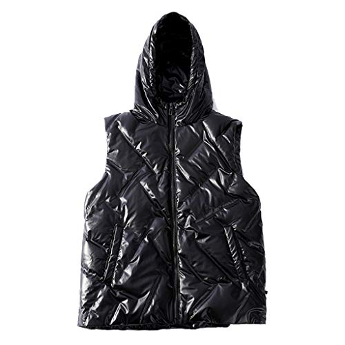 Fishing Jackets Vest Vest Large Size Men's Winter Plus Fertilizer XL Men's Hooded Cotton Vest Vest Loose Vest Cotton Vest Sleeveless Jacket Casual Vest Jacket Jacket (Color : Black, Size : 3XL)