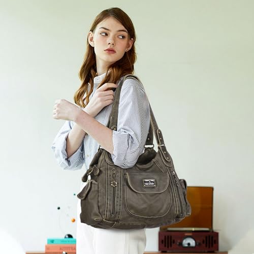Image of Angel Kiss Purses for Women, Large Shoulder Bag Hobo Tote Purse Mutipocket Faux Leather Satchel Hobo Purse