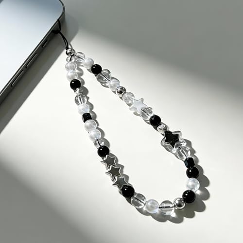 Image of Cute Beaded Camera Wrist Strap for Phone, Digital Camera Charm Lanyard, Pearl Beaded Chain for Bag Keychain Gift