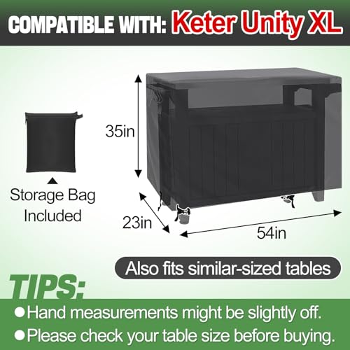 PAMASE Outdoor Dining Grill Cart Cover - 54"L*23"W*35"H, Compatible with Keter Unity XL Portable Cabinet Bar, Heavy Duty Waterproof BBQ Food Prep Table Serving Worktable Metal Movable Station - Image 3