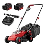 MZK 20V 13' Electric Lawn Mower, Brushless Cordless Lawn Mower with 4-Position Height Adjustment, Walk-Behind Push Mowers with 8 Gallon Grass Bag, 2 x 4.0Ah Batteries & Charger Included, LM13B8