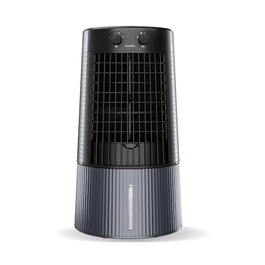 Symphony Climatizador de ar de torre pessoal Duet para casa e escritório com colmeia, soprador potente, rotação automática e baixo consumo de energia (6L, cinza)