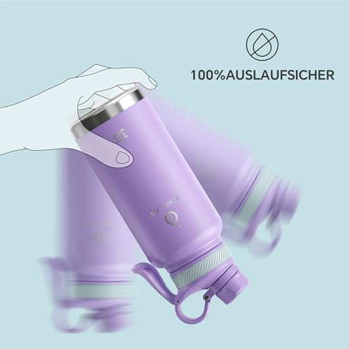 Ideus Vakuumisolierte Wasserflasche, 950 ml Edelstahl Doppelwand Flasche Metall Sport Kantine mit auslaufsicherem Schraubverschluss – Ansicht 6