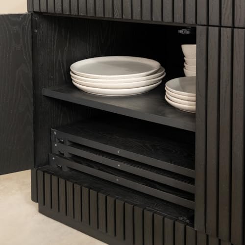 Transformer Table Round Sideboard Buffet Cabinet, Black - image 7