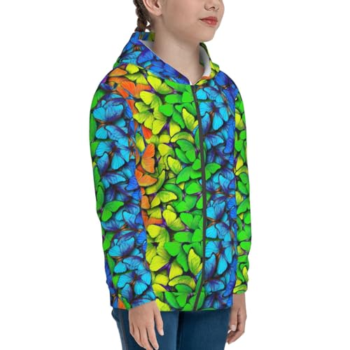 Multicolored Butterflies Kid Hoodies Boys Zip Up Sweatshirts Girls Pullover with Pocket4