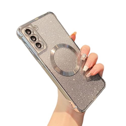 Coque compatible MagSafe pour Samsung S21 Plus antichoc argent