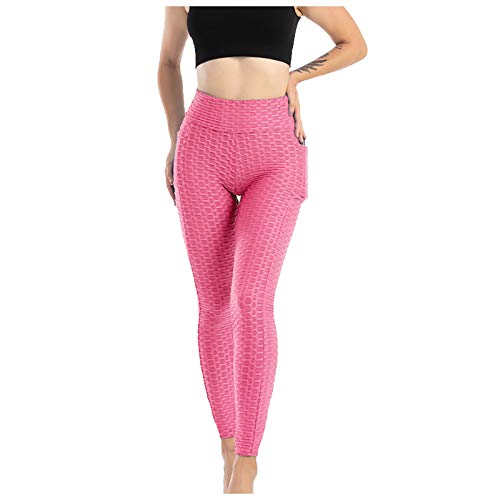 Hip Pants Lifting High Pocket Pant Slim Fashion and Yoga Elastic Women Fitness & Yoga Equipment Jeggings Damen Schwarz, Rosa., L