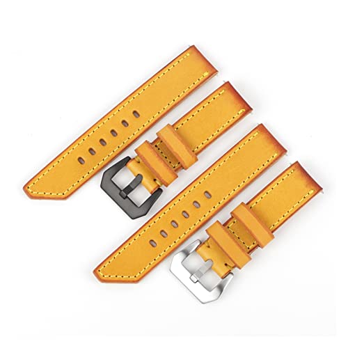 Correa de reloj de cuero amarillo para uso diario y ocasiones especiales 22mm 24mm 3