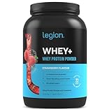 LEGION Whey+ Whey Isolate Protein Powder from Grass Fed Cows - Low Carb, Low Calorie, Non-GMO, Lactose Free, Gluten Free, Sugar Free, All Natural Whey Protein Isolate, 30 Servings (Strawberry)