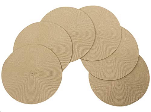Vienna Woven Spiral Table Placemats 15 Inches Round Set of 6 Non-Slip Dining