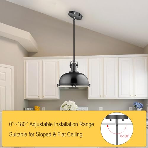 Image of 10 Pieces 12-inch M10 Threaded Extension Poles Lighting Fixture Downrods Stems & 180 Degrees Sloped Ceiling Adapter Kits for Pendant Light, Island Lighting, Chandeliers (Black)