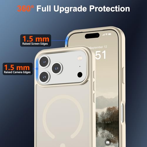 Image of SUPFINE Magnetic for iPhone 17 Pro Max Case (Compatible with MagSafe)(Military Grade Drop Protection) Translucent Matte Shockproof with Anti-Fingerprint Phone Cover,Antique White