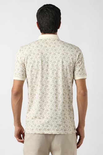 Image of Peter England Men's Cotton Abstract Floral Print Polo T-Shirt - Casual Wear | Stylish & Breathable