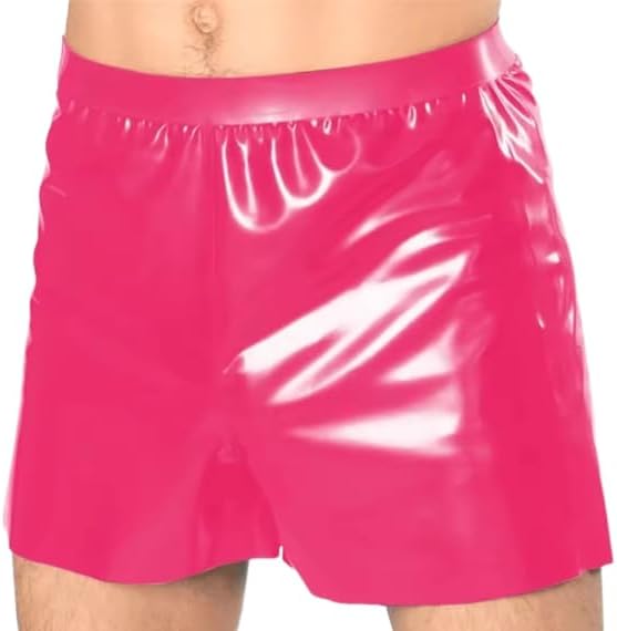 Men PU Shorts Wetlook Patent Leather Casual Male Boxer Shorts Underwear Night Club Costume
