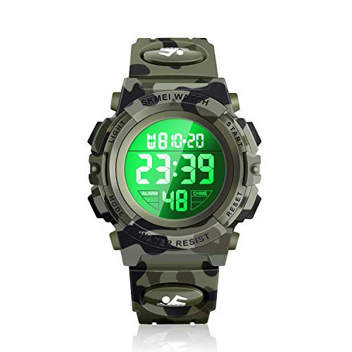 Dodosky Boy Toys Age 5-15, LED 50M Waterproof Digital Sport Watches for Kids Birthday Presents Gifts for 5-15 Year Old Boys - Army Camouflage