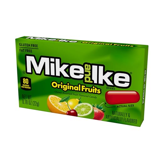 Image of Mike and Ike Original Fruits Candy, 0.78 Ounce, Pack of 24 | 18.72 Ounce Total, Vending Machine Candy