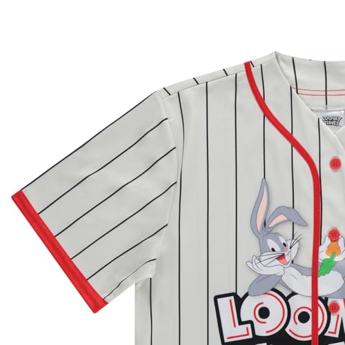 Looney Tunes Mens Baseball Jersey - Lola Bunny, Tweety, Bugs and Taz Mesh Button Down Baseball Jersey3