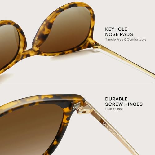 Image of SUNGAIT Premium Vintage Round Sunglasses for Women Men Classic Retro Style