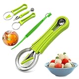Melon Baller Scoop Set,Melon Peeler, 4 In 1 Stainless Steel Fruit Carving Tools Set, Ice Cream Melon