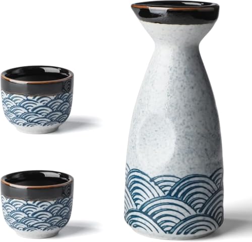 酒器セット 日本清酒 和風 耐熱 お猪口 おちょこ とっくり 陶器 冷酒 温酒 茶用 熱燗 燗瓶 滑り止め 誕生日のギフト 退職祝い 結婚祝い (B, 280ml) (F)