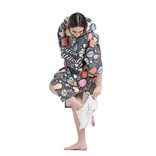 Wetsuit Changing Robe Towel Poncho with Hood Sleeve Pocket for Surfer Swimmer One Size Fit All - Thumbnail 6