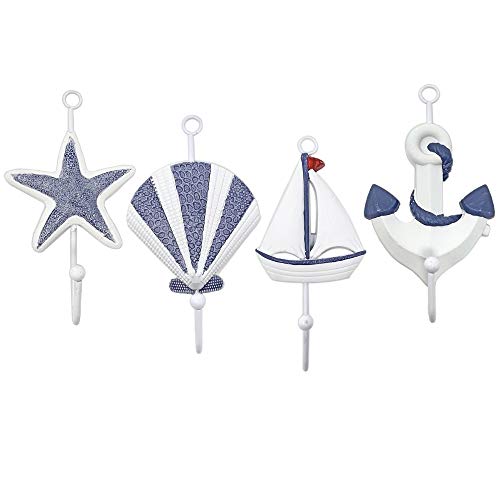 Hooks for Beach Home Decoration Nautical Themed Wall Hook Set of 4
