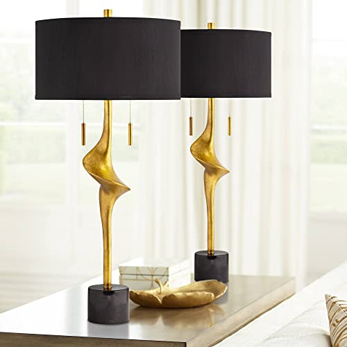 Lámparas modernas de mesa doradas set x2 90 cm altas