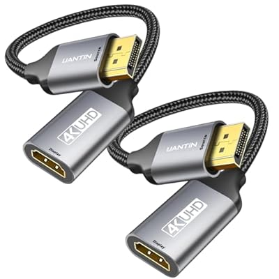 UANTIN 2-Pack Display Port to HDMI 4K Adapter | Braided DP DisplayPort Male to HDMI Female Uni-Directional Converter for PC Dell HP AMD NVIDIA Laptop HDTV Monitor and Other Passive
