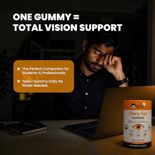 Image of Sharp Eye Healthy Gummies for Dry Eyes & Sharp Vision | Blue Light Protection, Natural Eye Care Supplement with Lutein & Zeaxanthin | 30 Strawberry No added Sugar Eye Gummies for Kids & Adults