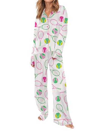 Image of SHESHOW Satin Pajamas for Women Set Long Sleeve Button Down Sleepwear 2 Piece Nightwear Women Pjs Sets Size XS-XXL