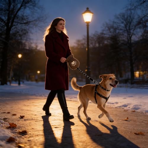 Winter Dog Lead | 20,66 cm Handwärmer, wärmeisolierend, wasserdicht, winddicht, Samt, Stoff, TPU, Sicherheitsleine für Hunde | Winter Outdoor Cold Weather Puppy Pet Owners