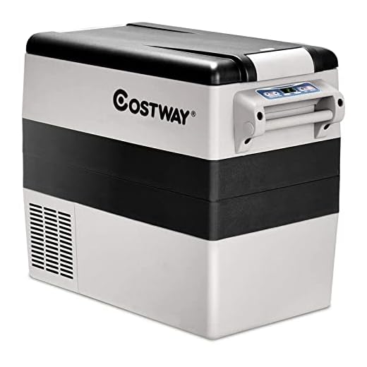 COSTWAY Car Refrigerator, 55-Quart Dual-zone Electric Cooler with Shockproof, LCD Display, 12V/24V DC, 100-240V AC, -4°F to 50°F, Portable Car Fridge for RV Truck Travel Home Camping Vehicles, Gray
