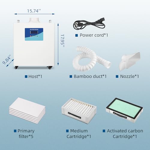 Image of BAOSHISHAN BAOSHIAHAN Solder Fume Extractor for Laser Engraver, 200W Strong Suction Smoke Absorber, 10 Speed 3-Stage Filters Fume Extractor with Timer Function for Soldering Welding 3D Printing