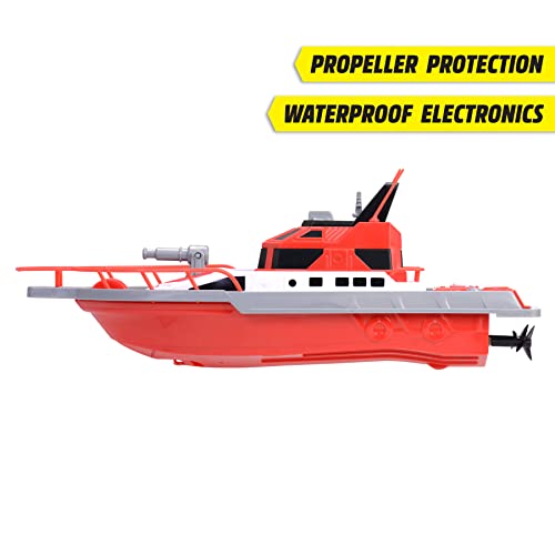 Dickie Toys - Feuerwehrboot - ferngesteuertes Boot für Kinder ab 6 Jahren, mit Wasserspritzfunktion und Fernbedienung, 3 km/h, RC-Boot, Wasserspielzeug