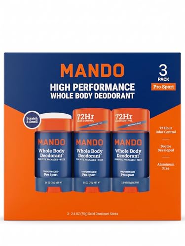 Men's Whole Body Deodorant Stick, Aluminum Free & Baking Soda Free, 72 Hour Odor Protection, Sport...