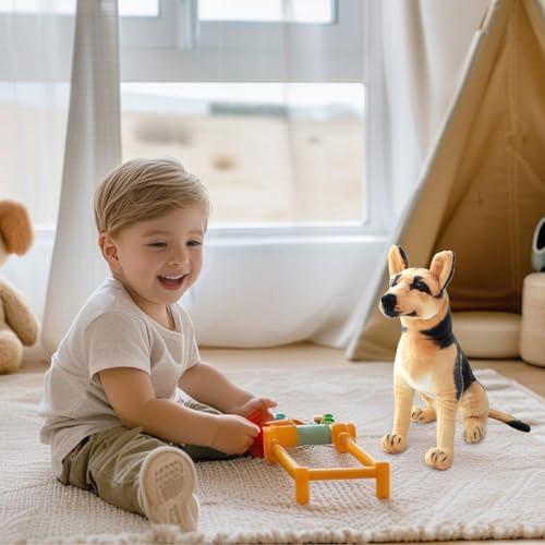 Csafyrt Hund Stofftier realistisch sitzender Hund Plüsch 12 Zoll weiche Stofftiere Dekoration Deutscher Schäferhund Plüschtier
