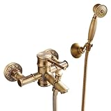 Grifo mezclador de ducha de latón antiguo, montado en la pared, palanca única...