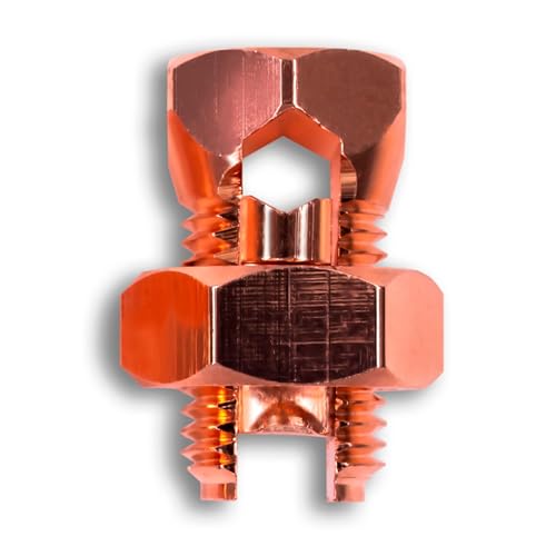 SatelliteSale UL-Listed Bonding Lugs High Conductivity Copper Coated Brass Grounding Split Bolt Connectors Size #4