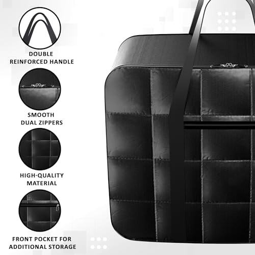 Image of Kuber Industries Storage Bag | Parachute Travel Duffle Bag | Foldable Underbed Storage Bag | Attachi Storage Bag For Clothes with Handle | Medium | Black