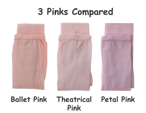 Girls Childs Dance Tights 100% Stretch Nylon Full Footed Theatrical Pink 12-142