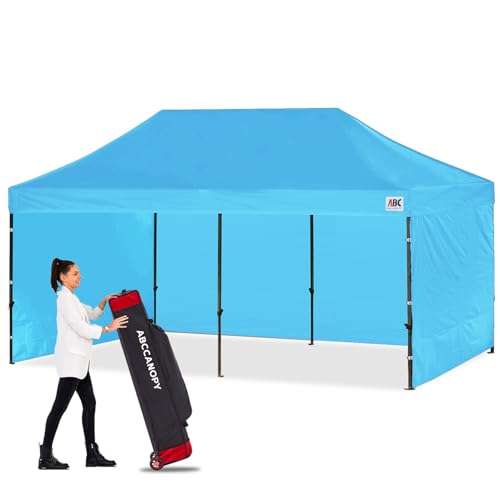 Image of ABCCANOPY Heavy Duty Easy Pop up Canopy Tent with Sidewalls 10x20, Sky Blue