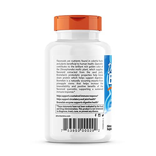 Doctor's Best Quercetin Bromelain, Immunity Support, Heart, Joint & Healthy Respiratory System, Non-Gmo, Vegan, Gluten Free, Soy Free,180 Vc #TOP2