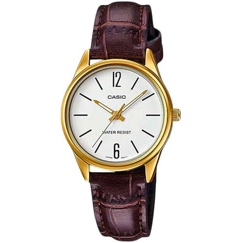 Casio #LTP-V005GL-7B Women's Standard Gold Tone Leather Band Analog Dress Watch