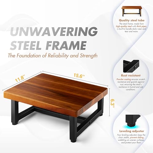 image for FANATU Wooden Two Step Stool - Heavy Duty One Step Stool for Adult and