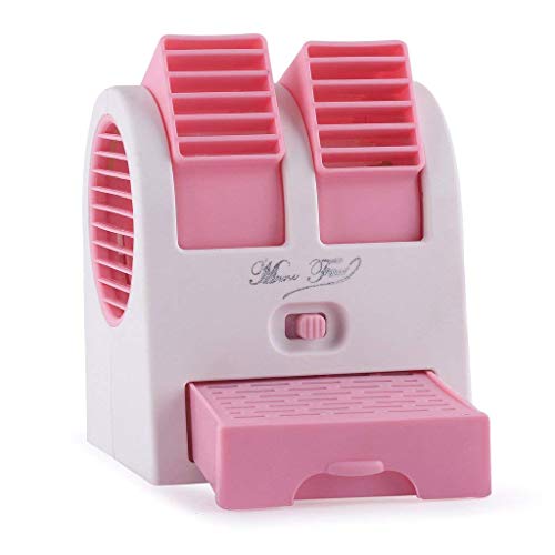 Image of Portable Mini AC USB Battery Operated Air Cooler Cooling Fan | Water Air Cooler, Blade Less Dual Blower, Ice Chamber, Office and Home Use