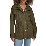 Levi's Women's 4-Pocket Stand Collar Military Jacket, Olive Night, Medium